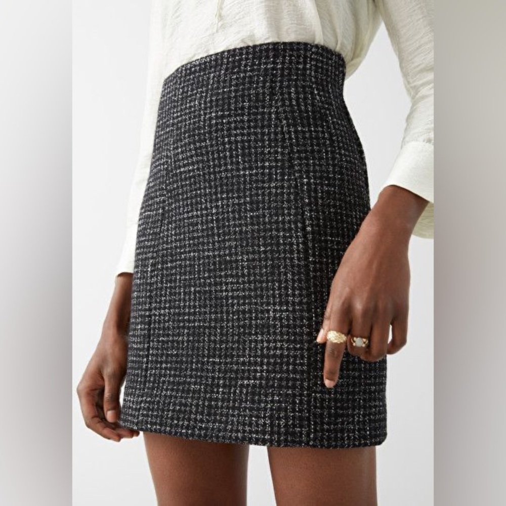 & Other Stories Black and White Tweed Wool Skirt